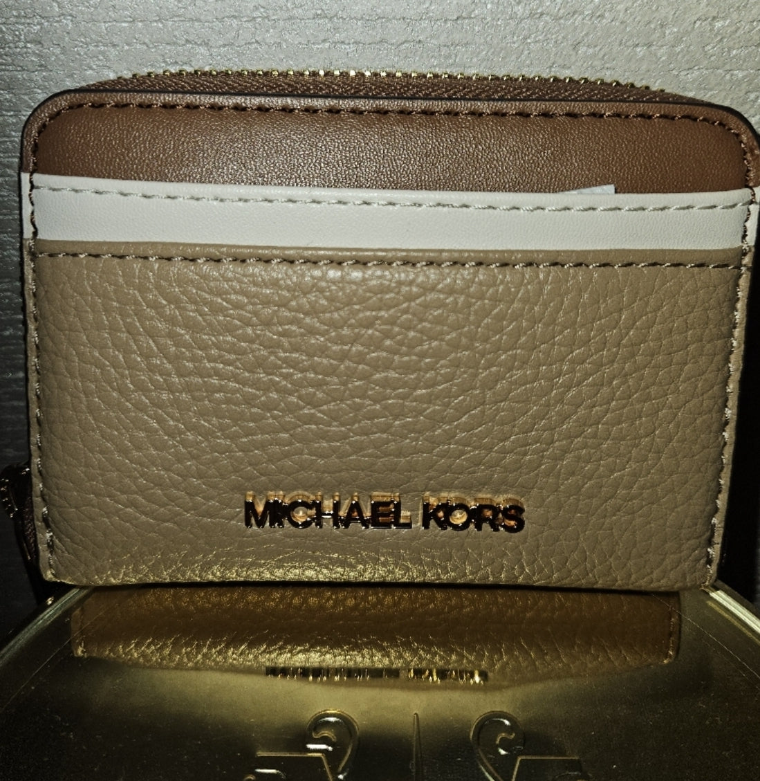 Michael Kors Portemornaie Braun weiss