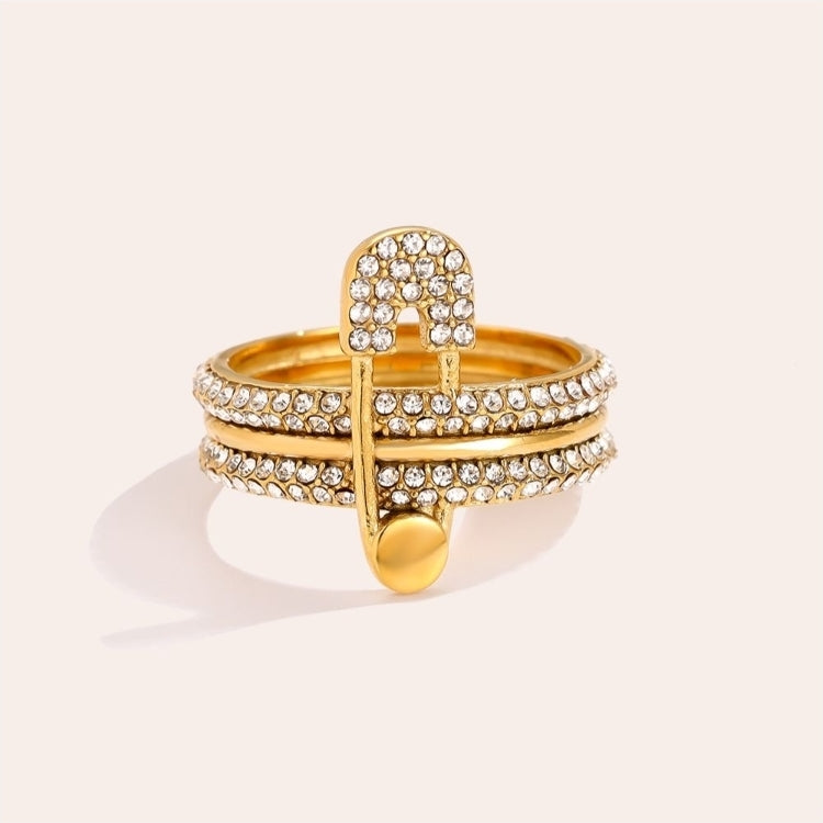 Diamond Ring mit Klammer Edelstahl Ring verschiedene Farben und Grössen 141578