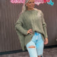 Langer Strick Pullover Kurzarm Fledermaus verschiedene Farben 309191
