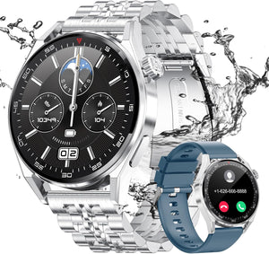 Edle Herren Smartwatch rund silber