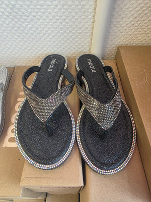 Flip Flop Black Silver 1049