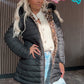 Winter Wende Steppjacke mit Leo und Kunstfellkapuze 8678 verschiedene Grössen