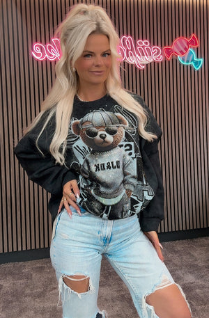 Pullover mit Glitzer Bär DJ & DK Braun und Schwarz