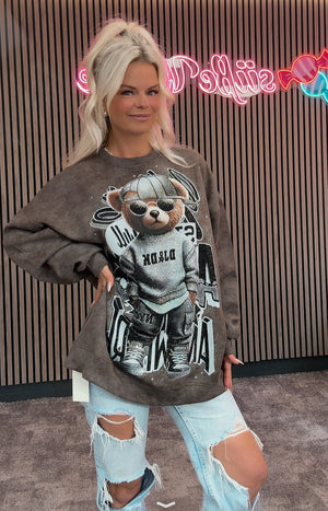 Pullover mit Glitzer Bär DJ & DK Braun und Schwarz
