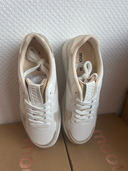 Sneaker Weiß mit Champagner Meliert MooW 4380