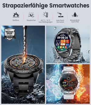 Edle Herren Smartwatch rund schwarz