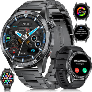 Edle Herren Smartwatch rund schwarz