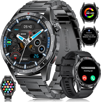 Edle Herren Smartwatch rund schwarz
