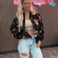 Schwarze Pailletten Glitzer Jacke mit Teddy 🧸 0524