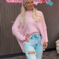 Langer Strick Pullover Kurzarm Fledermaus verschiedene Farben 309191