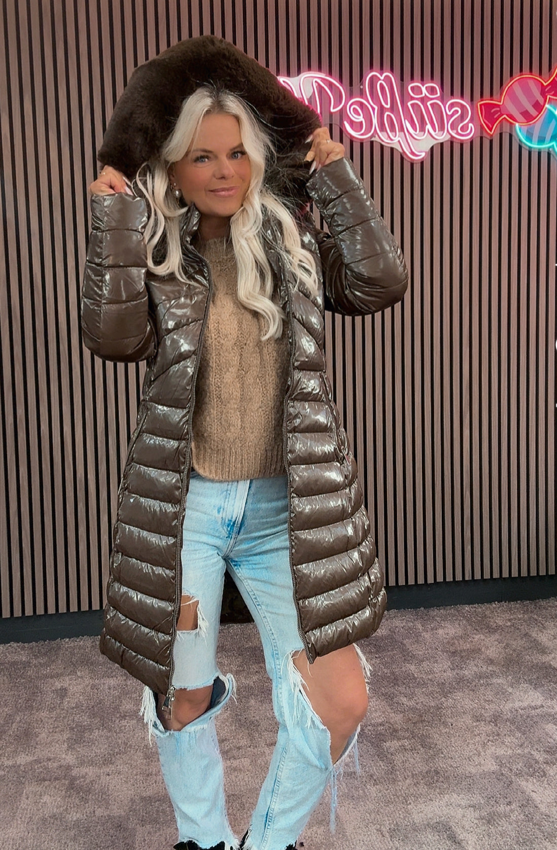 Steppjacke für Frauen glänzend 6052 verschiedene Farben & Grössen