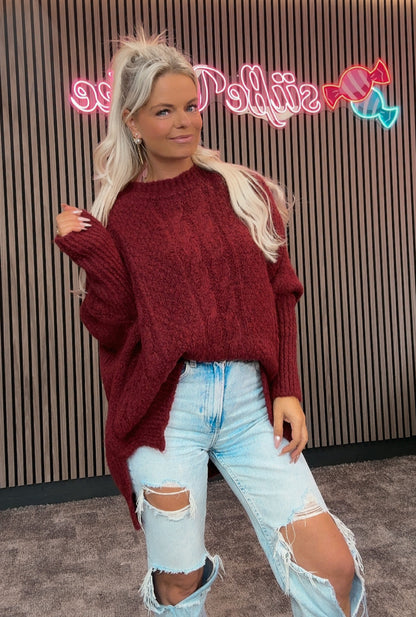 Langer Strick Pullover Kurzarm Fledermaus verschiedene Farben 309191