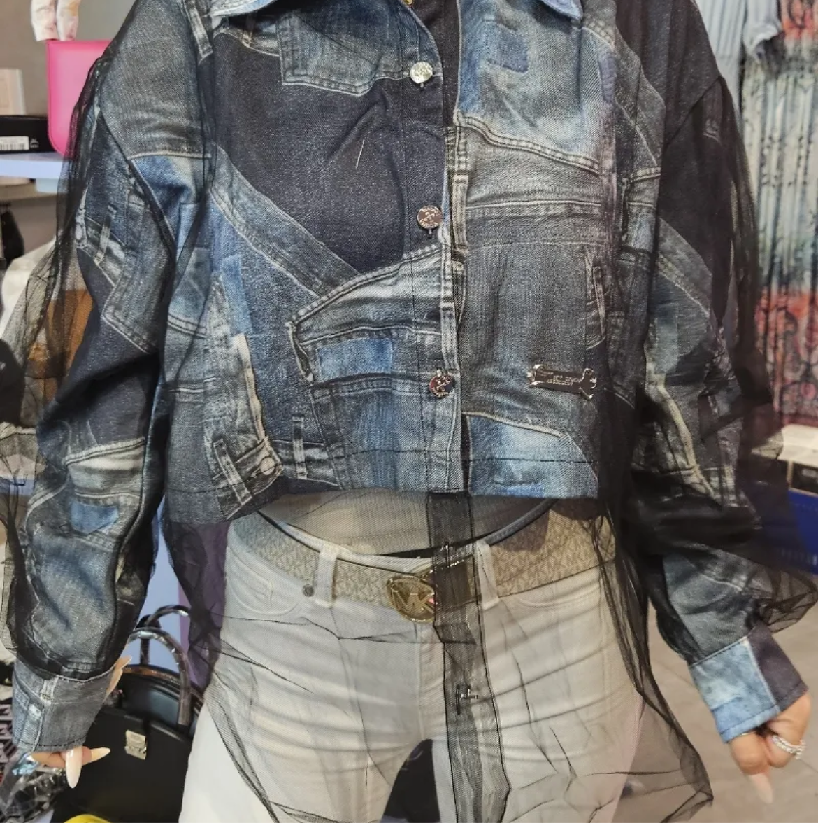 Hemd mit jeansoptik mit Tüll