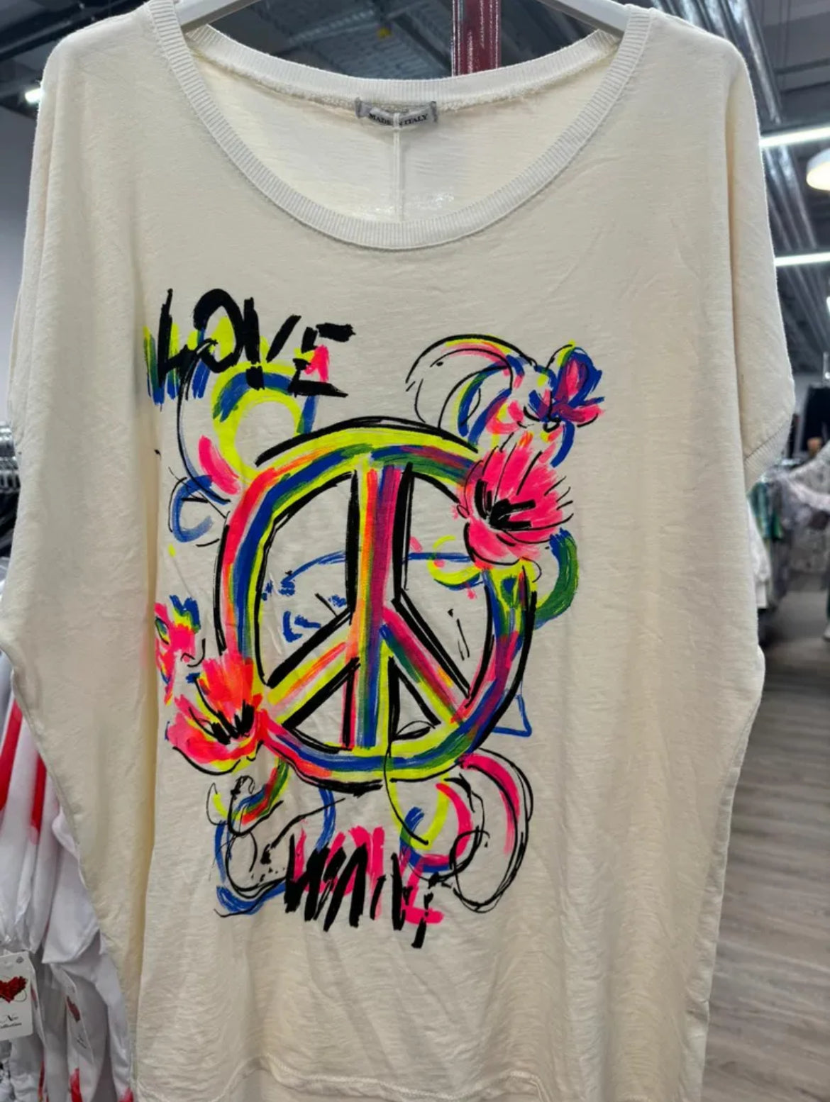 T-Shirt Love Peace Neon