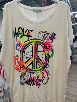 T-Shirt Love Peace Neon