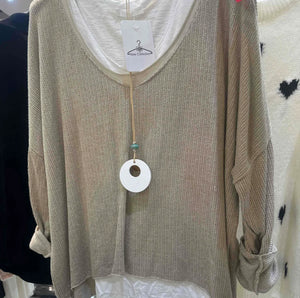 Pulli mit Top und Kette Beige 0227