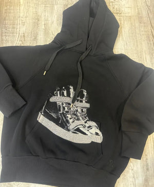 Hoodie Schwarz mit Schuh Glitzer