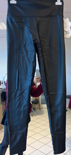 Gefütterte lange schwarz Leder leggings