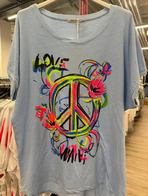 T-Shirt Love Peace Neon