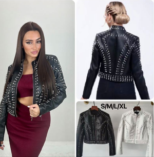 Jacke mit Lederoptik und Glitzer