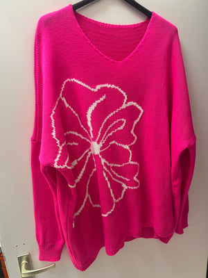 Pullover mit Blume pink 15161