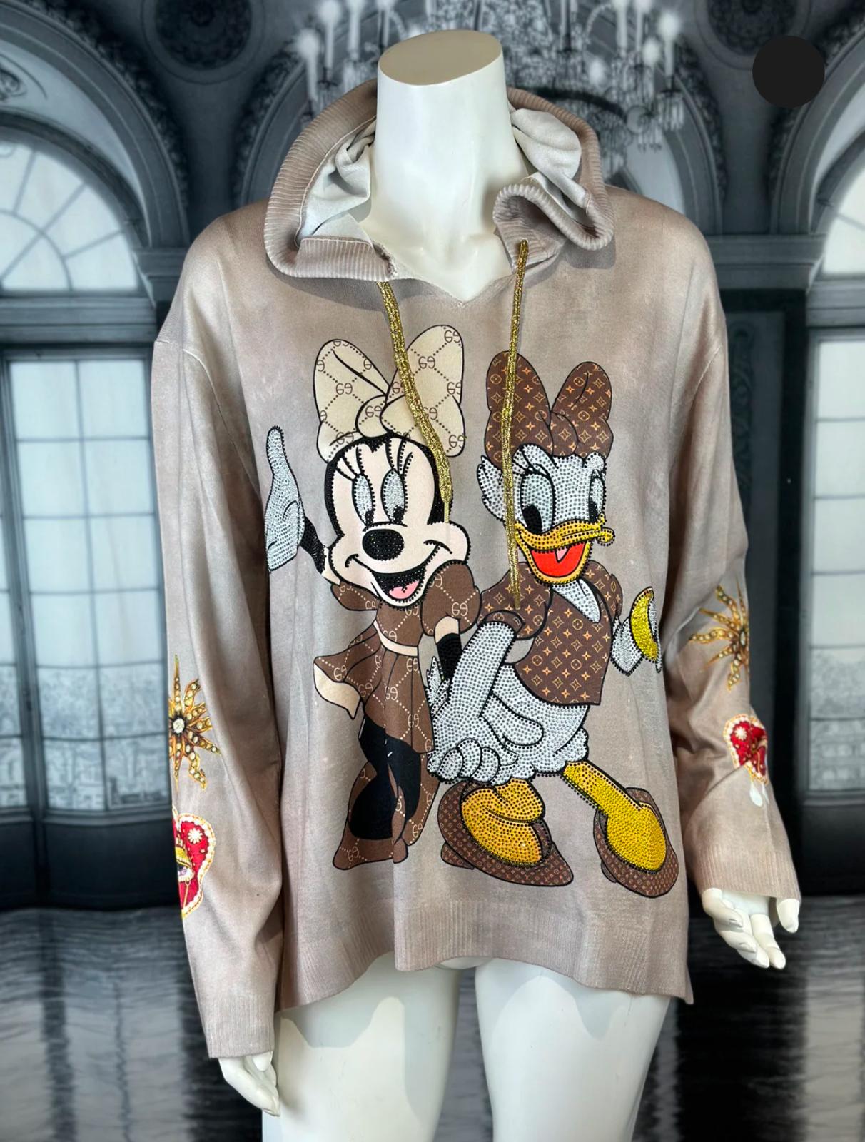 Hoodie Maus und Ente mit Strass und hinten MEGA DESIGN