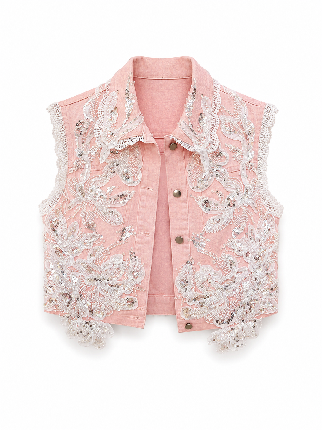 Weste rosa mit glitzer mit Perlen