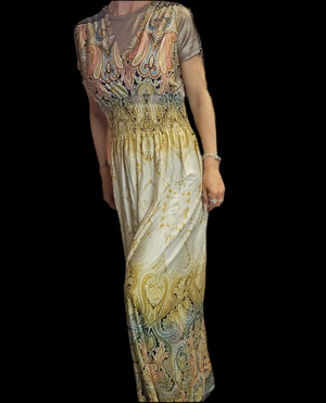 Kleid Beige Weiss  0808