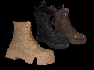 Boots Glitzer verschiedene Farben Schwarz Beige und Braun