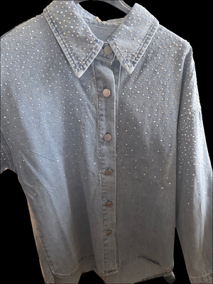Jeanshemd Glitzer Blau 2440