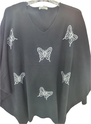 Pullover Fledermaus (Halbarm) Schmetterling schwarz