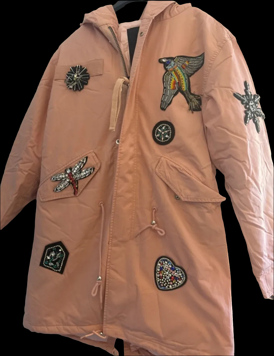 Langer Rosa Parker mit Glitzer