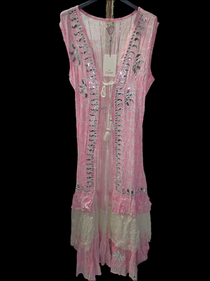 Kleid Lang Rosa Glitzer 2082