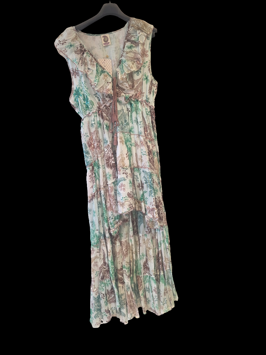 Kleid Grün Braun Creme 1260