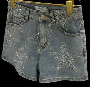 Jeanshose kurz mit Glitzer Stern M108 0415