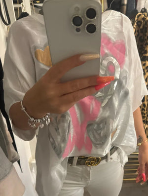 Shirt Weiß mit Herzen