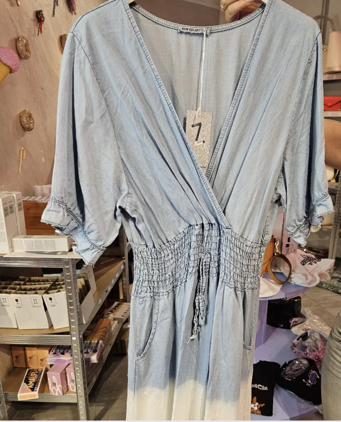 Kleid Hellblau Weiss 0813