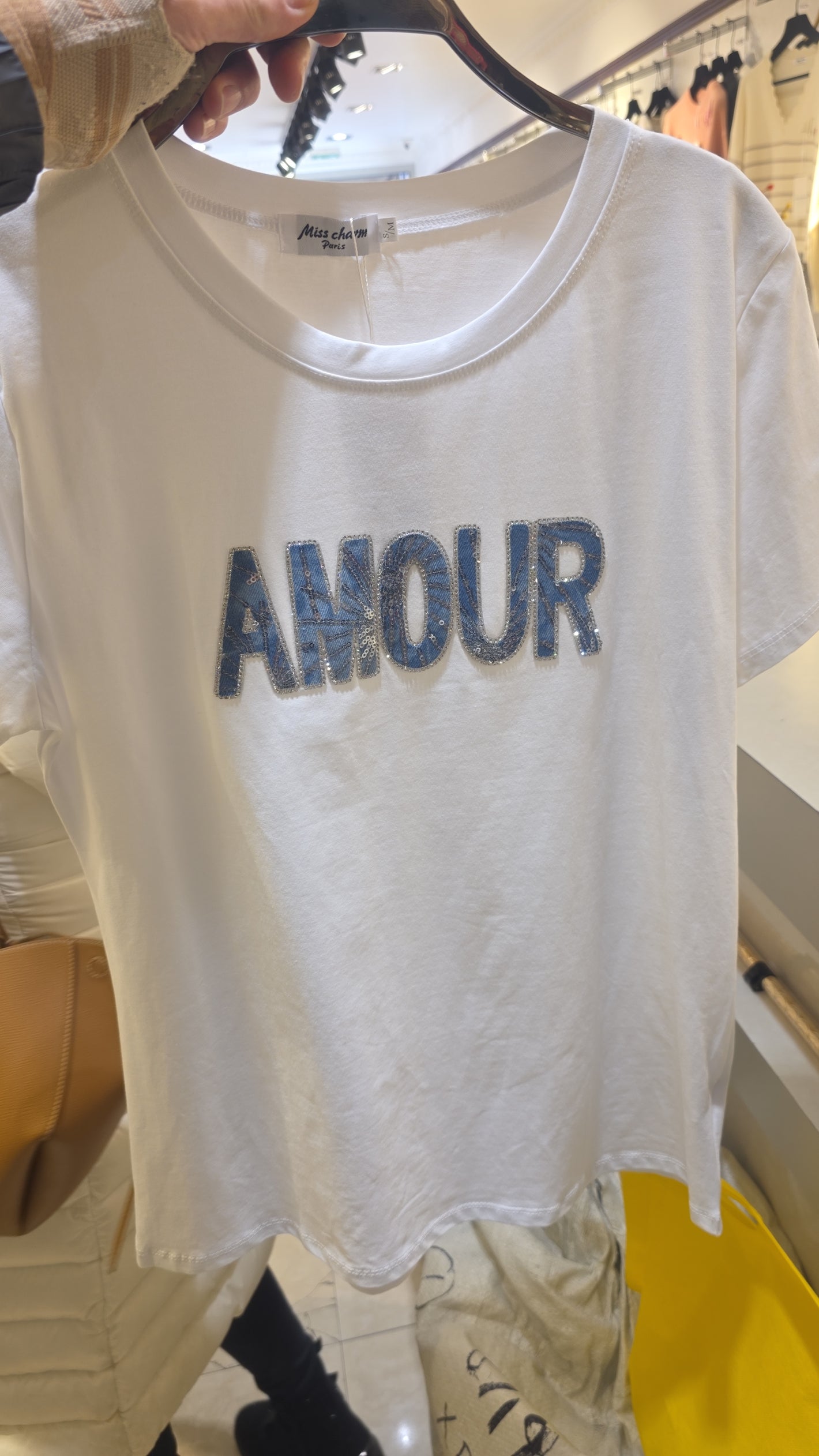 T-Shirt Amour weiss - Jeansoptik