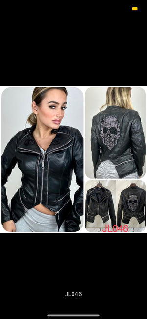 Jacke Lederoptik Totenkopf