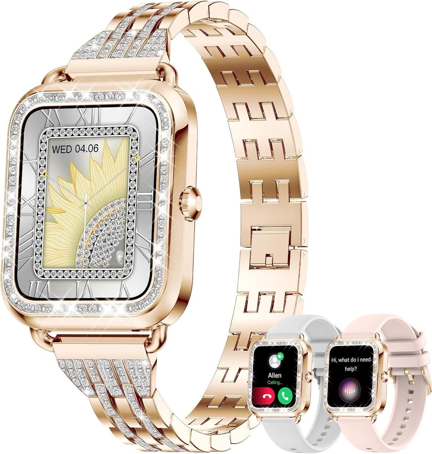 Luxuriöse eckige Smartwatch vergoldet uhr
