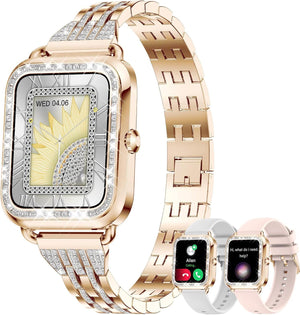 Luxuriöse eckige Smartwatch vergoldet uhr