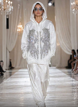 Glitzer Hoodiejacke mit Flügel in verschiedenen Farben