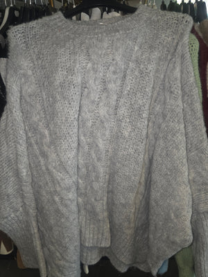 Langer Strick Pullover Kurzarm Fledermaus verschiedene Farben 309191