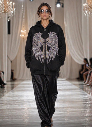 Glitzer Hoodiejacke mit Flügel in verschiedenen Farben
