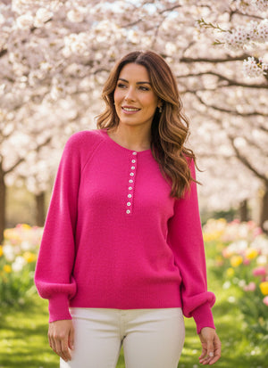 Pullover pink mit vielen Knöpfen 2295