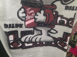 T-Shirt Hund mit Bommel Pallietten schwarz und weiss