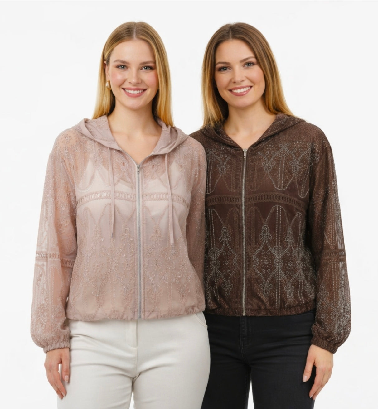 Leichte Glitzerjacke mlt Kapuze verschiedene Farben 1221