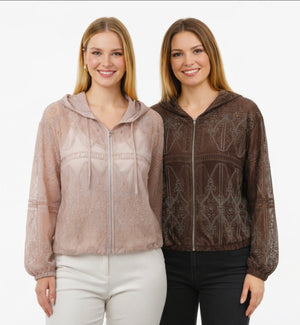 Leichte Glitzerjacke mlt Kapuze verschiedene Farben 1221