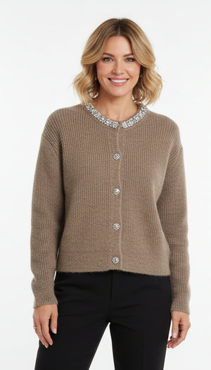 Steickjacke mit Glitzerknöpfe und Glitzerkragen 1106