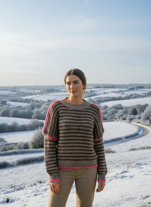 Pullover mit Streifen Schlamm Pink 31905